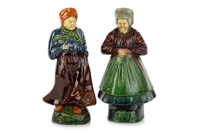 Lot 1525 - TWO FLEMISH POTTERY FIGURES