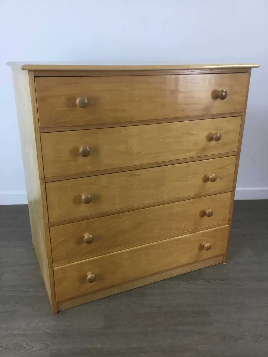 Lot 264 - BEECH CHEST OF DRAWERS