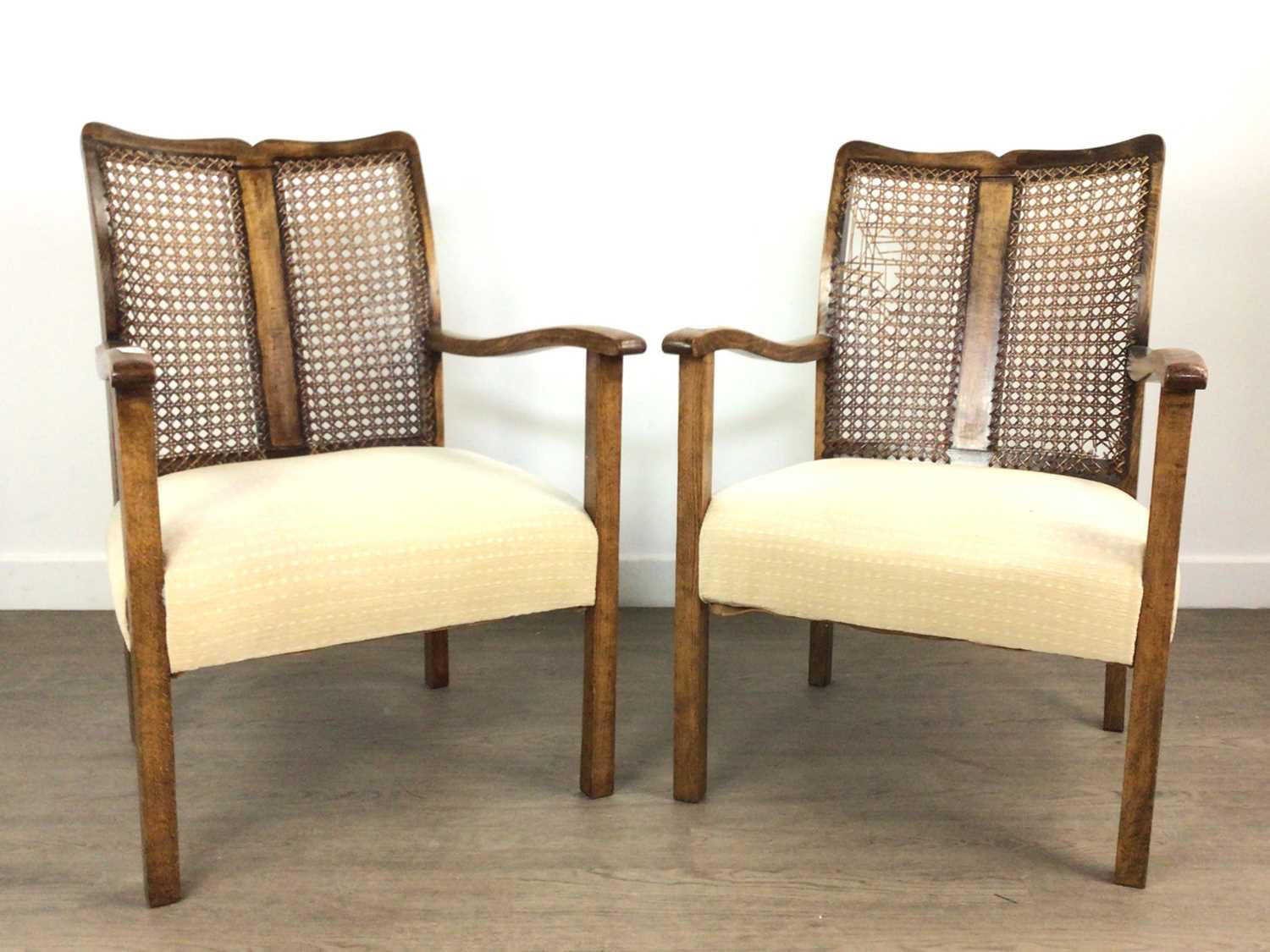 Lot 292 - PAIR OF CANE BACK ARMCHAIRS