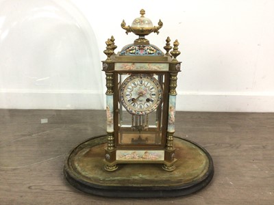 Lot 1 - FRENCH GILT METAL AND CHAMPLEVE ENAMEL MANTEL CLOCK