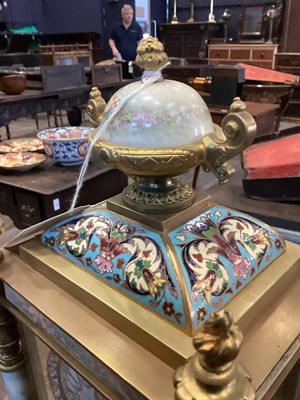 Lot 1 - FRENCH GILT METAL AND CHAMPLEVE ENAMEL MANTEL CLOCK