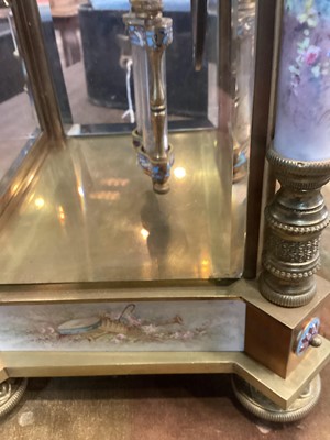 Lot 1 - FRENCH GILT METAL AND CHAMPLEVE ENAMEL MANTEL CLOCK