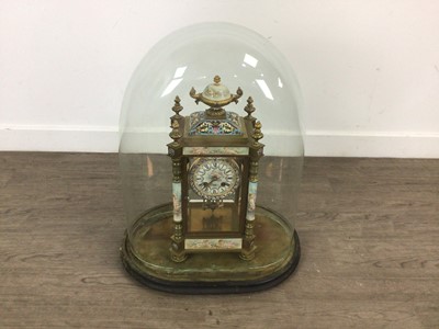 Lot 1 - FRENCH GILT METAL AND CHAMPLEVE ENAMEL MANTEL CLOCK