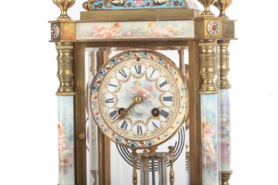 Lot 1 - FRENCH GILT METAL AND CHAMPLEVE ENAMEL MANTEL CLOCK
