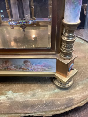Lot 1 - FRENCH GILT METAL AND CHAMPLEVE ENAMEL MANTEL CLOCK