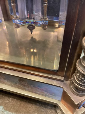 Lot 1 - FRENCH GILT METAL AND CHAMPLEVE ENAMEL MANTEL CLOCK