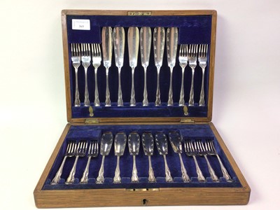 Lot 369 - SUITE OF SILVER PLATED FISH KNIVES AND FORKS