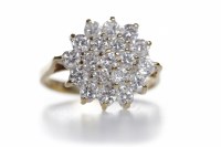 Lot 204 - CUBIC ZIRCONIA CLUSTER RING the round white CZ...