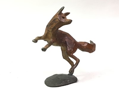 Lot 484 - COLD PAINTED BRONZE FIGURE OF A FOX
