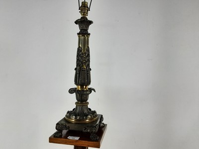 Lot 490 - VICTORIAN BRONZED BRASS CANDLESTICK LAMP