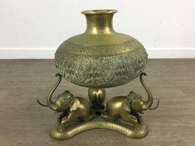 Lot 1506 - INDIAN BRASS GOURD SHAPED VASE