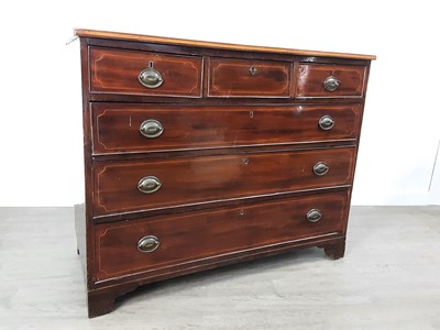 Lot 614 - GEORGE III MAHOGANY CHEST OF DRAWERS