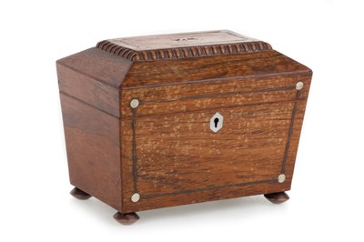 Lot 22 - VICTORIAN ROSEWOOD TEA CADDY