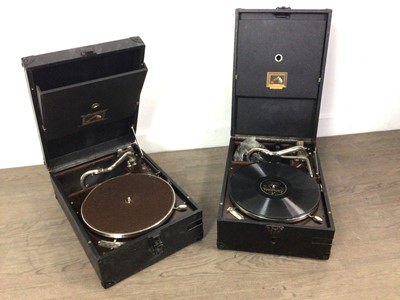 Lot 37 - COLLECTION OF FIVE WIND UP GRAMOPHONES