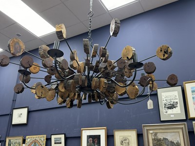 Lot 672 - NATURAL RECLAIMED WOOD CHANDELIER