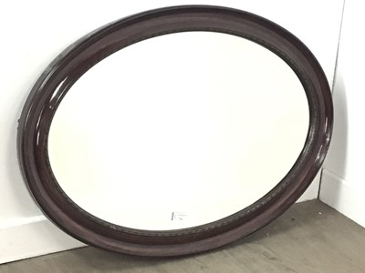 Lot 716 - OVAL MAHOGANY WALL MIRROR