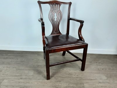 Lot 236 - MAHOGANY OPEN ELBOW CHAIR