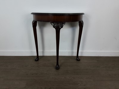 Lot 727 - REPRODUCTION MAHOGANY D-SHAPED SIDE TABLE