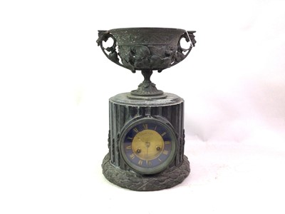 Lot 12 - FRENCH BRONZE AND SLATE MANTEL CLOCK