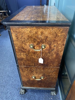 Lot 1511 - CHINA TRADE AMBOYNA CAMPHORWOOD SECRETAIRE CAMPAIGN CHEST
