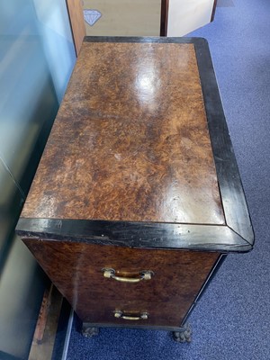 Lot 1511 - CHINA TRADE AMBOYNA CAMPHORWOOD SECRETAIRE CAMPAIGN CHEST