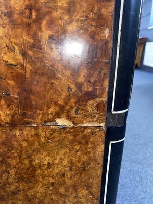 Lot 1511 - CHINA TRADE AMBOYNA CAMPHORWOOD SECRETAIRE CAMPAIGN CHEST