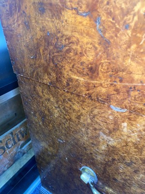 Lot 1511 - CHINA TRADE AMBOYNA CAMPHORWOOD SECRETAIRE CAMPAIGN CHEST