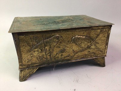 Lot 262 - AESTHETIC PERIOD HAMMERED BRASS CASKET