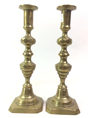 Lot 102 - PAIR OF BRASS CANDLESTICKS