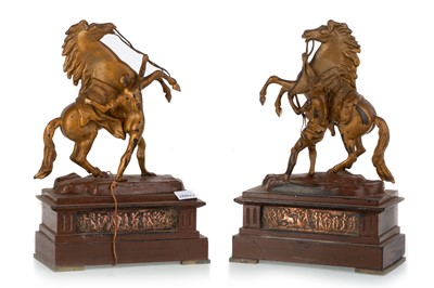 Lot 293 - AFTER COUSTEAU, PAIR OF BRONZE MARLEY HORSES