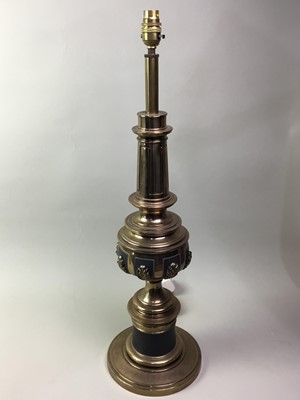 Lot 296 - BRASS COLUMN TABLE LAMP