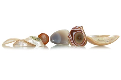 Lot 55 - GROUP OF AGATE AND MOTHER OF PEARL SPECIMENS