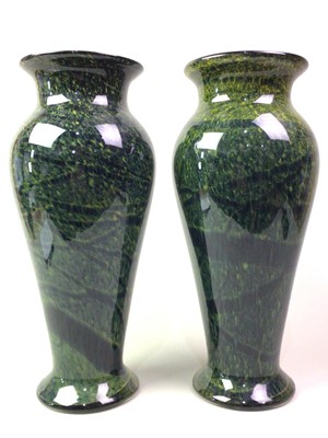 Lot 127 - PAIR OF DECORATIVE GLASS VASES