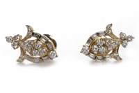 Lot 271 - PAIR OF DIAMOND DRESS EARRINGS set with round...