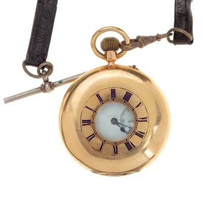 Lot 835 - GOLD HALF HUNTER POCKET WATCH