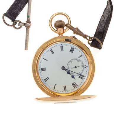 Lot 835 - GOLD HALF HUNTER POCKET WATCH
