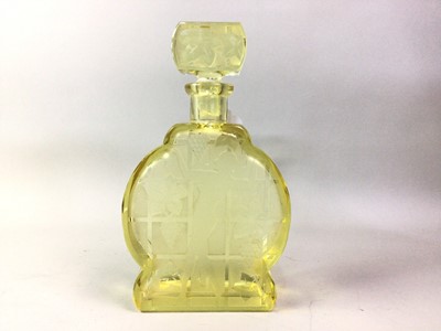 Lot 145 - ART DECO STYLE YELLOW GLASS DECANTER