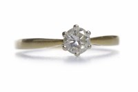 Lot 285 - DIAMOND SOLITAIRE RING the six claw set round...