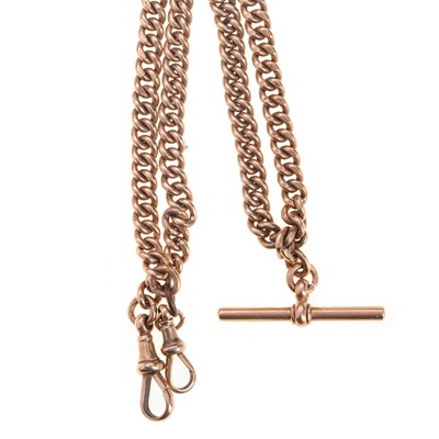 Lot 838 - NINE CARAT GOLD DOUBLE ALBERT CHAIN