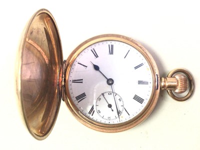 Lot 267 - GOLD PLATED HUNTER POCKET WATCH