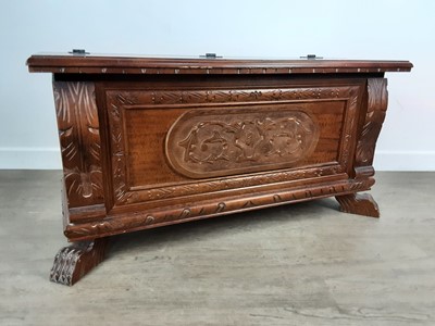 Lot 197 - CARVED WOOD BLANKET CHEST