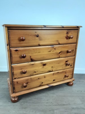 Lot 198 - PINE CHEST OF FOUR DRAWERS