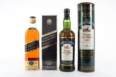 Lot 96 - FAMOUS GROUSE 1992 VINTAGE AND JOHNNIE WALKER 12 YEAR OLD BLACK LABEL 75CL