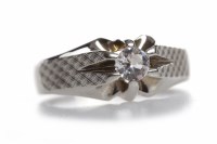 Lot 294 - DIAMOND SOLITAIRE RING the six claw set round...