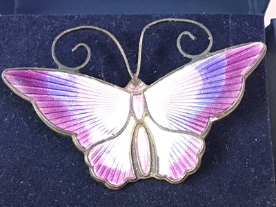 Lot 301 - DAVID ANDERSEN NORWAY, SILVER AND ENAMEL BUTTERFLY BROOCH