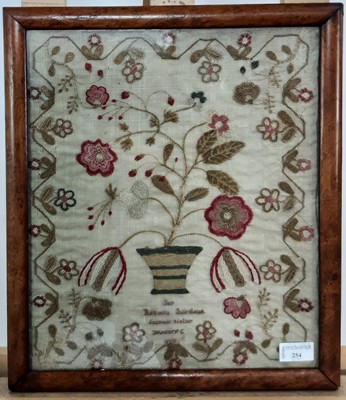 Lot 254 - VICTORIAN NEEDLEWORK SAMPLER