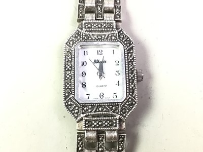 Lot 346 - SILVER MARCASITE WATCH