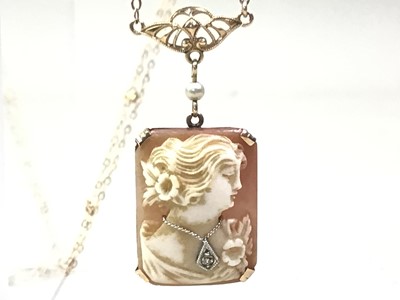 Lot 410 - GOLD MOUNTED CAMEO PENDANT