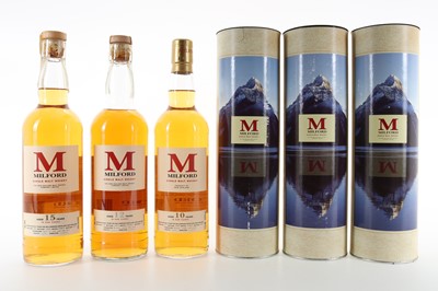 Lot 388 - MILFORD (WILLOWBANK) 1988 15 YEAR OLD, 1990 12 YEAR OLD 75CL AND 1993 10 YEAR OLD