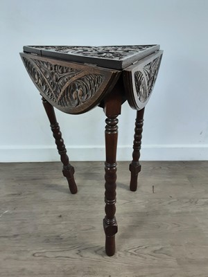 Lot 458 - CARVED OAK TREFOIL OCCASIONAL TABLE